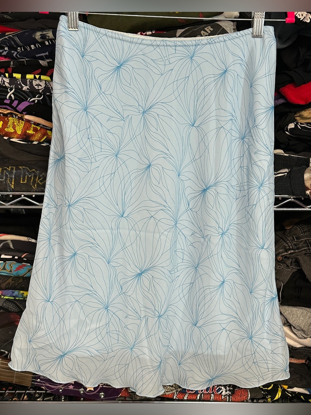 Y2K GLORIA VANDERBILT women's light blue delicate print sheer lined skirt, S.